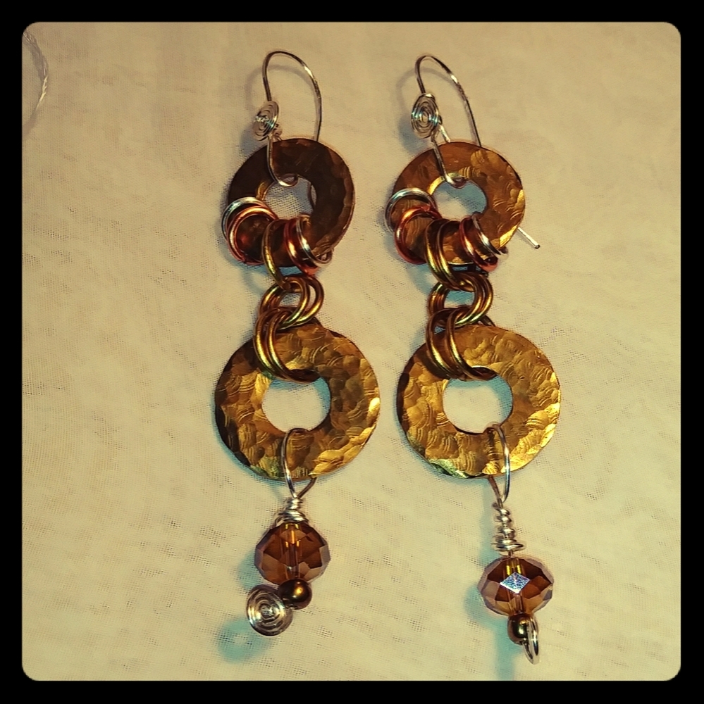 Hammered brass earrings